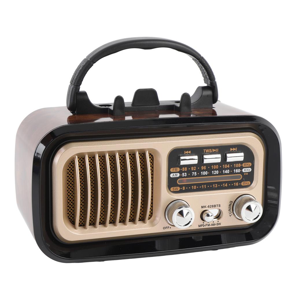 Retro Radio with   Spker Memory Card USB Playback Solar Battery Powered Rechargble Portable AM FM Radio for Outdoor Camping
