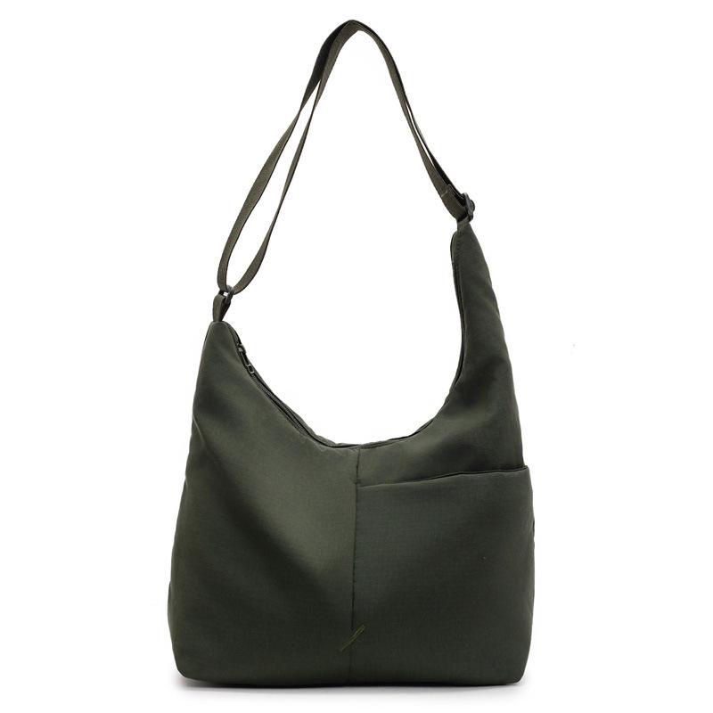 

Niche simple casual messenger bag women commute to work large-capacity tote bag solid color literary and versatile shoulder cloth bag one size fits all зелений