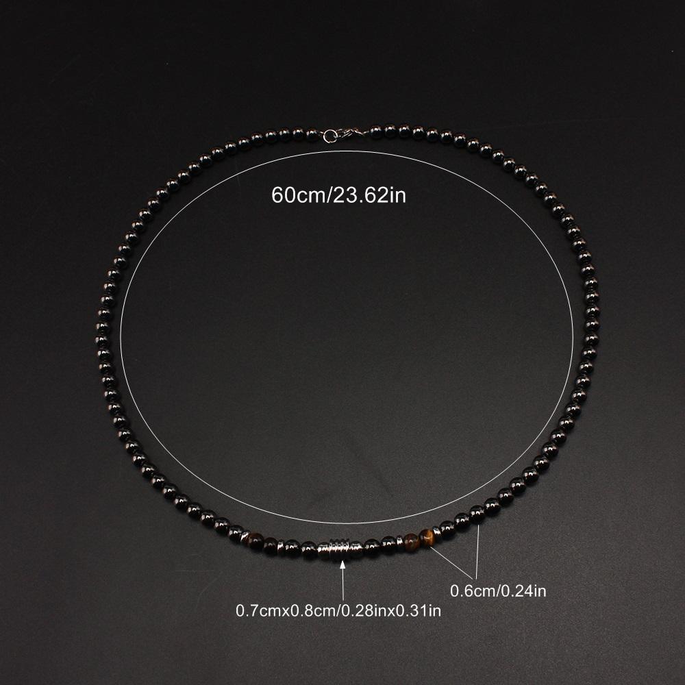 6mm Black Magnetic Hematite Round Beads Beaded Tiger-eye Stone Necklace for Men and Women
