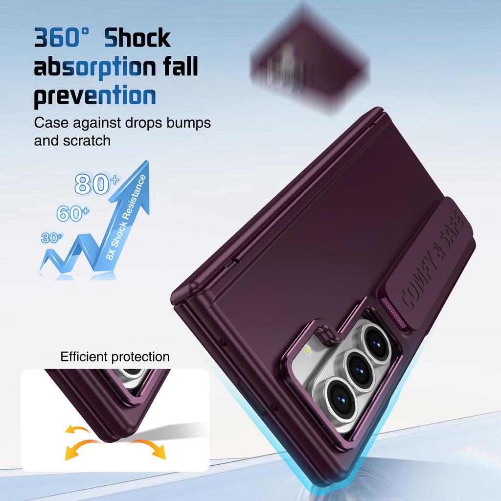 Anti-drop Hard PC for for Z Fold 7 Phone Case Kickstand Lens Protection Silicone Wrist Strap Screen Protector Fold 6/5/4