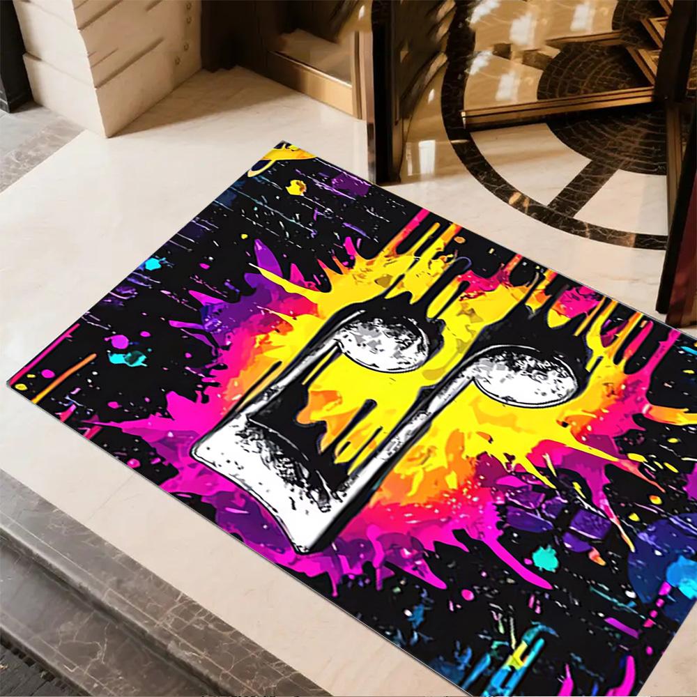 1pc music notes vinyl records and cassettes rug home carpet design for office decor gift living room bedroom