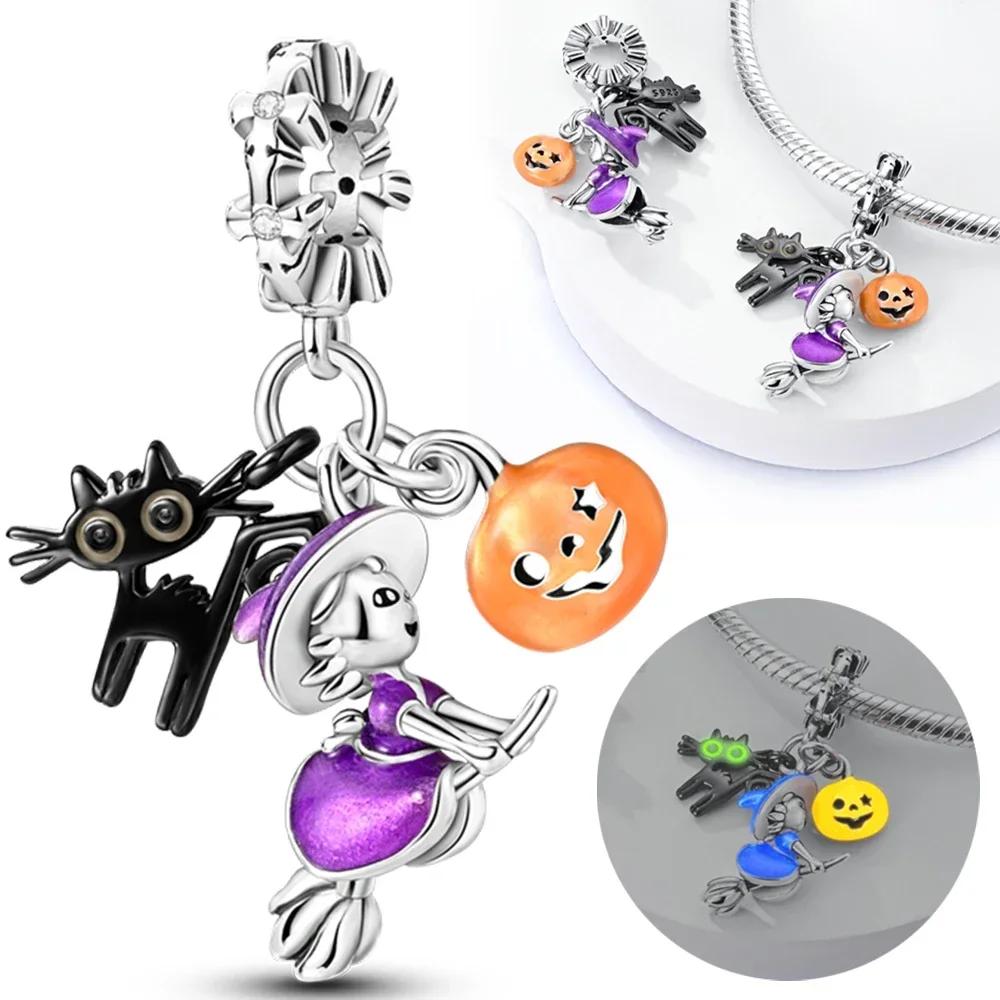 Copperhalloween Series Luminous Ghost Skull Charm For Women Original Bracelet Diy Fine Jewelry Making Gift
