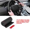 1 Pc 3738cm Car Auto Laser Drilling Cowhide Steering Wheel Cover Universal (Black Red)