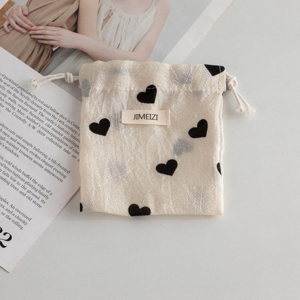 Cute Love Print Drawstring Bags Portable Handbag Storage Bag Coin Purse Travel Storage