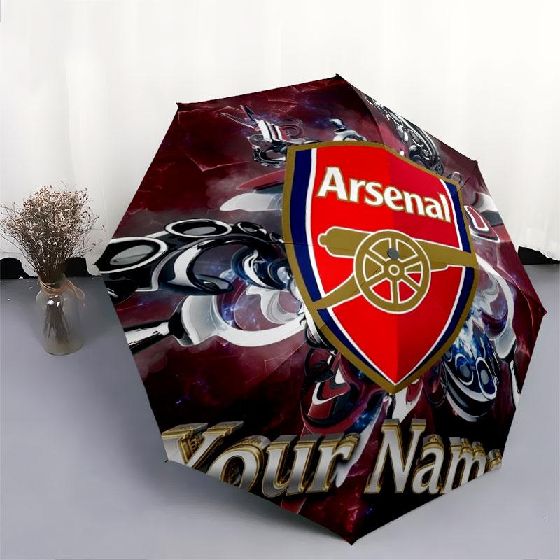 1 PC Automatic Folding Umbrella - Arsenal F Custom Name Pattern, Portable & Foldable Design with 8 Ribs, Christmas Birthday Gifts