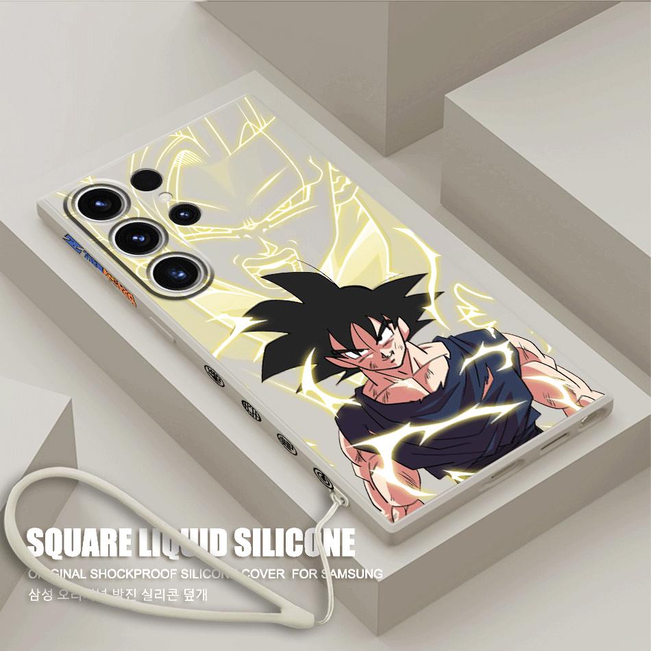 Square Liquid Cover Case for Samsung Galaxy S9 S8 Note 20 Ultra 10 Plus S10 S22 S23 Ultra 5G S20 FE S21 Goku D-Dragon Balls