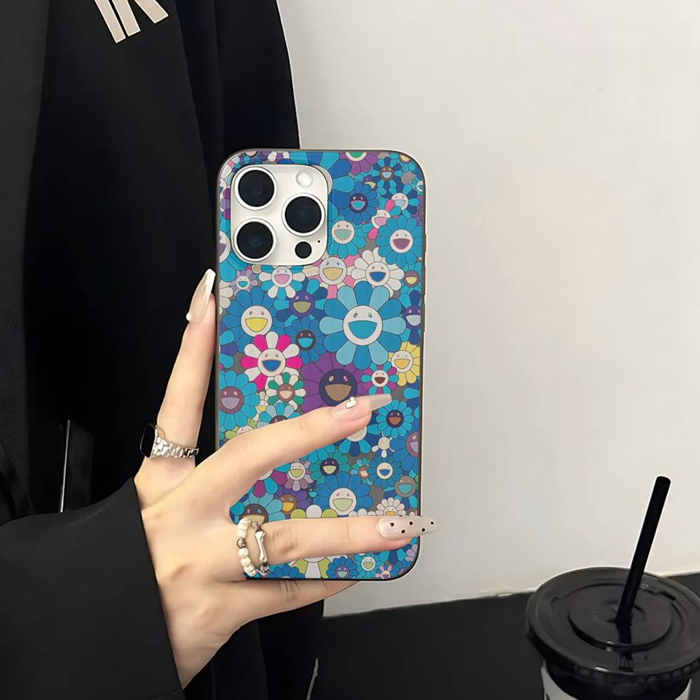 Art Japanese M-Murakami Artisti T-Takash For IPhone 17 16 15 13 14 Pro Max Plus Pro Corrugated Translucent Back Phone Cover