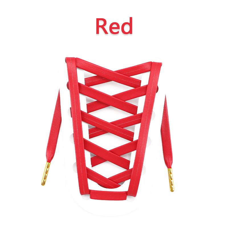 

Кожа ПУ Металлический наконечник Шнурки для обуви Плоские шнурки Водонепроницаемые Золотые Серебристые Лазерные Светоотражающие Шнурки для AF1 Спортивной Баскетбольной Обуви 80cm красный