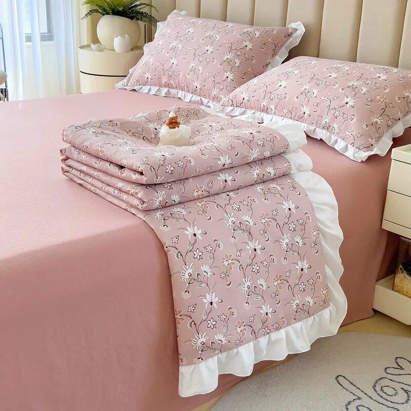 Letní chladící soupravy ložního prádla Queen King Size přikrývky Lehké Pohodlné Tenké prošívané prostěradla a povlaky na polštář Set Deky