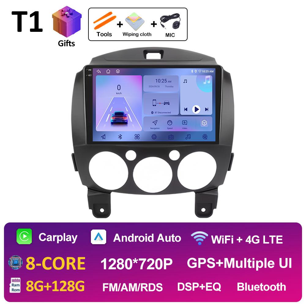 For MAZDA 2 Mazda2 2007 2008 2009 2010 - 2014 Android Smart System GPS Navigation Car Radio Player QLED IPS Screen Auto Tools BT