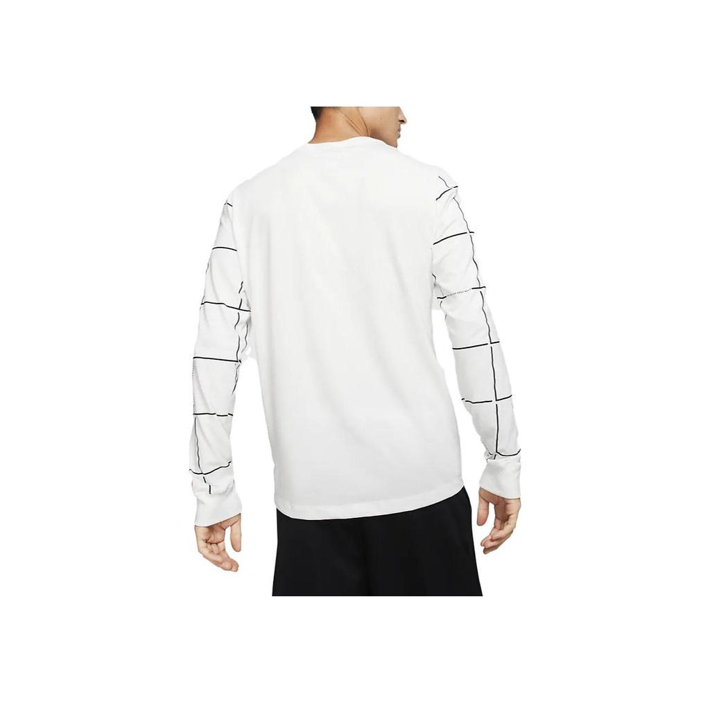 Nike Logo Printed Striped Crew Neck Pullover Long Sleeve T-Shirt Men Tops Mountain-White CD0925-121