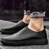 Men's Plus Size White Leather Loafers - Hand-Stitched Slip-On Cowhide Casual Shoes