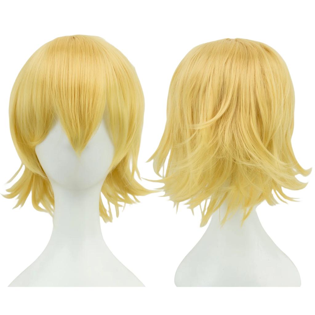 Parrucca Cosplay Corta Sintetica Unisex 12 Pollici per Festa BOB con Frangia Rosa Biondo Arancione Costume di Halloween Parrucca Lolita