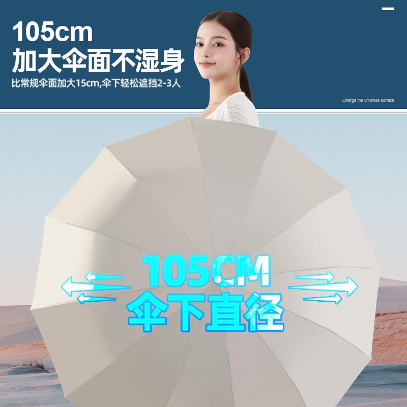Automatic folding umbrella Women's weather and rain sunscreen parasol Men's reinforced thickened folding UV protection sun umbrella