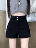 Women's High-Waist Black Suit Shorts - Summer 2024 A-Line Slimming Style