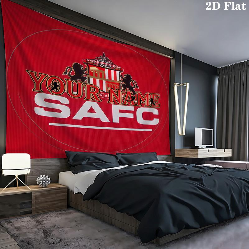 Sunderland Association Football Club Custom Name Wall Tapestry Aesthetic Wall Hanging Printed Fabric Blanket Decorative Tapestries for Bedroom Living 