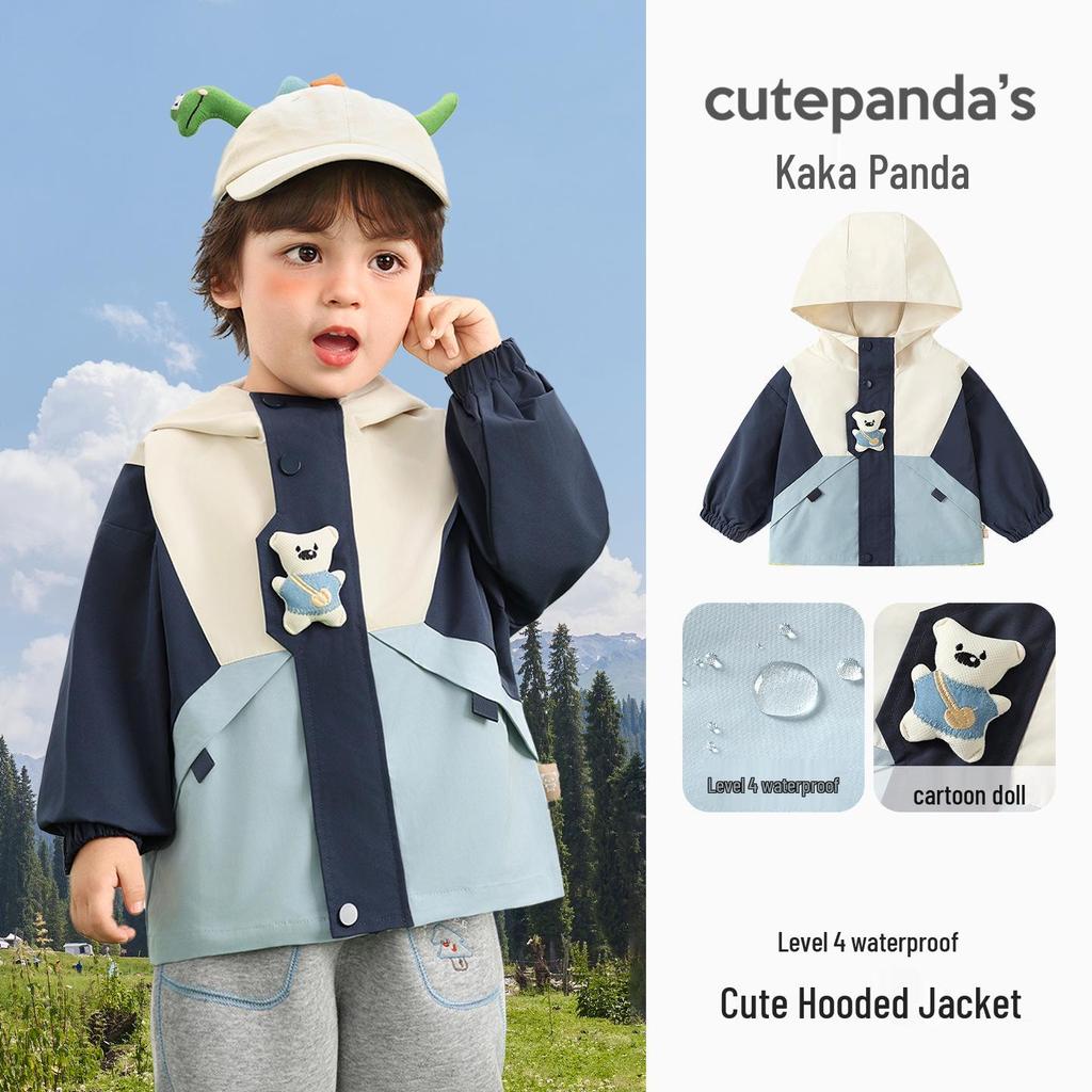 Kaka Panda Kids' Waterproof Spring Jacket: Outdoor Casual Top for Boys & Girls