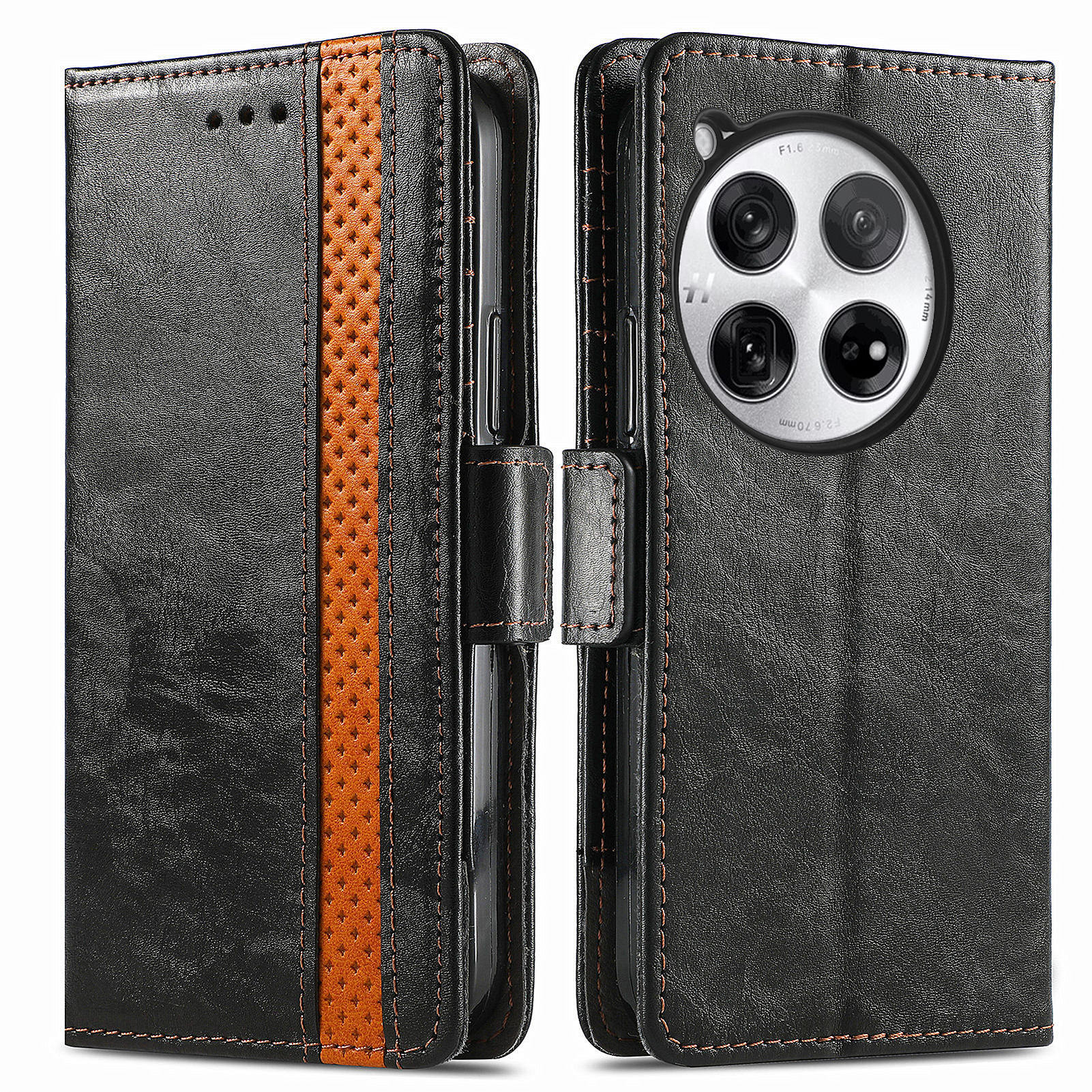 

For OnePlus 12 5G Phone Cases CASENEO PU Leather Cover Stand with RFID Blocking Wallet Black