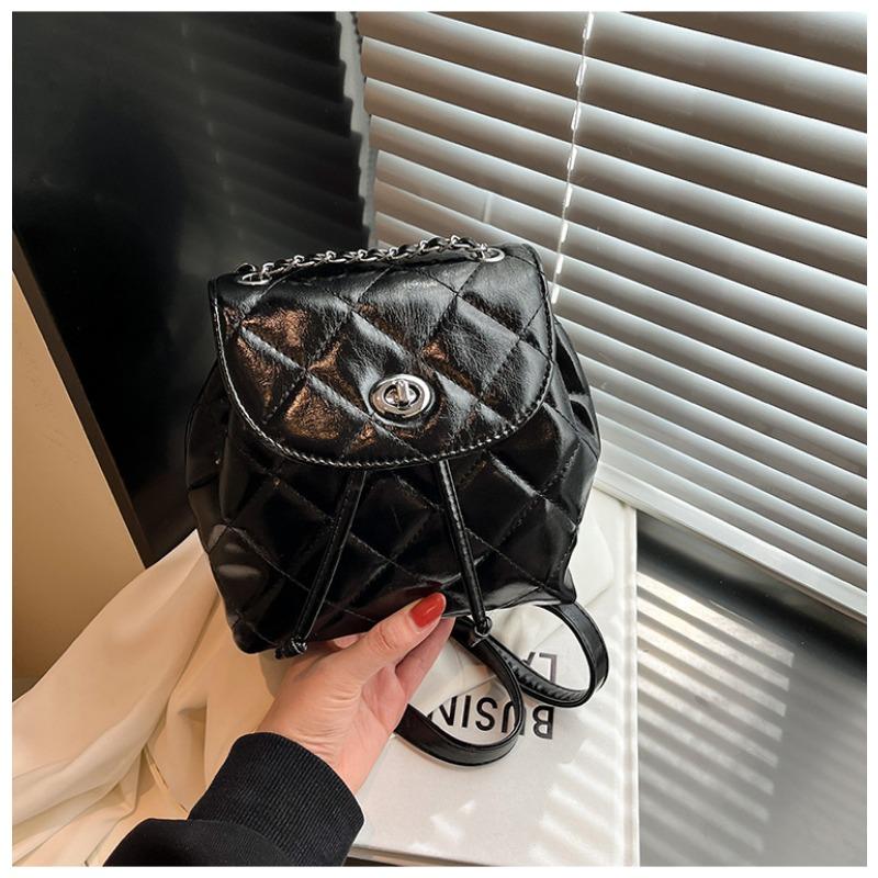 

Рюкзак-цепочка ромбовидной формы, женский нишевый дизайн, модная сумка-ведро, повседневный школьный рюкзак премиум-класса для путешествий чёрный