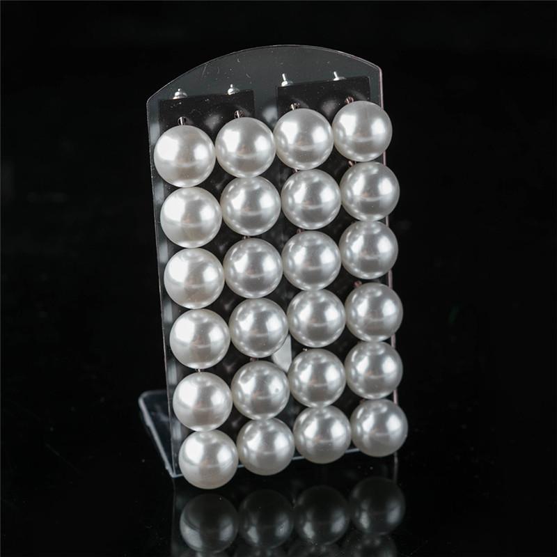 12 пар цветных белых сережек-гвоздиков с искусственным жемчугом для женщин — фото 14