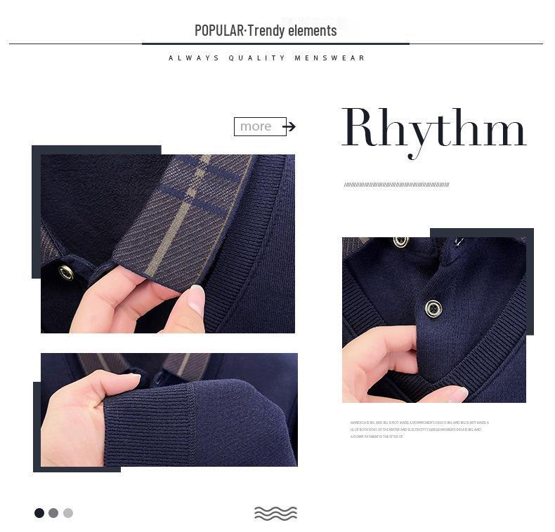 Men's Winter Thickened Knit Sweater with Lapel - Business Casual, Plus Velvet, Fake Two-Piece Design