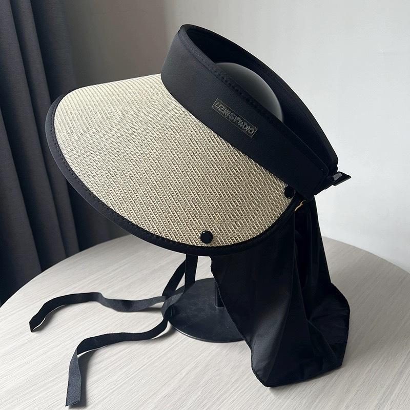 Empty Top Hat Sunscreen Hat Women'S Spring Summer Travel Simple Sun Hat Big Brim Full Face Visor Cycling Hat