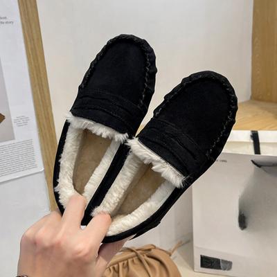 Women Winter Casual Shoes New Moccasins Soft Flat Non-slip Loafers 2024 Fashion Comfort Warm Plush Slip On Female Cotton Shoes