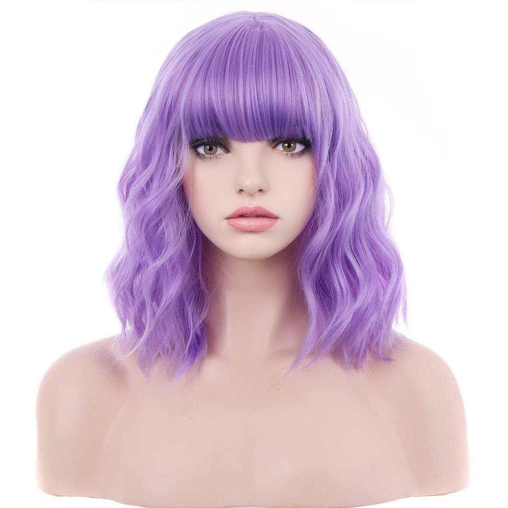 Premium Synthetic Wavy Wigs for Women Long Curly Wig with Bang Medium Water Wave Wig Hair Auburn Wig Cosplay Drag Queen