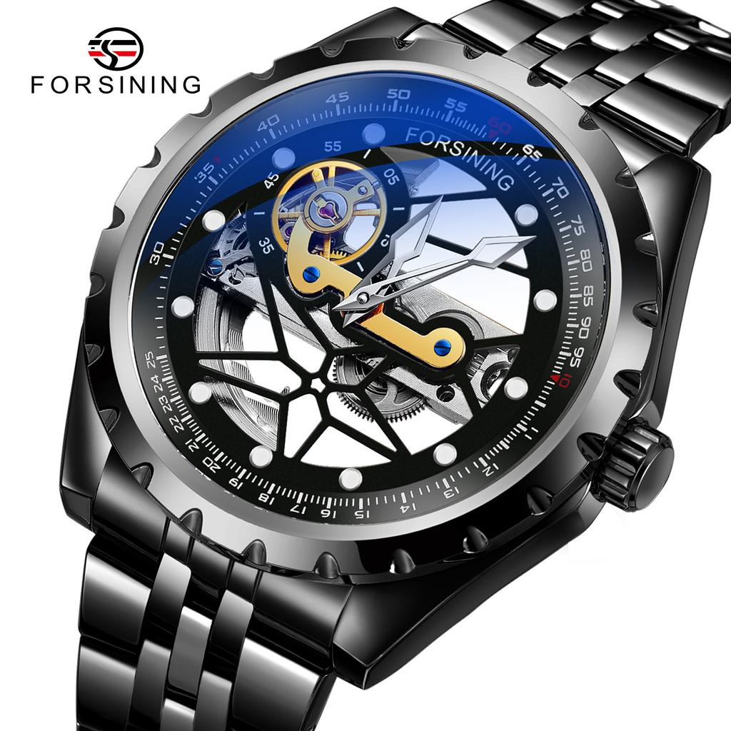 FORSINING Orologio Uomo Analogico-Quarzo, Stile Militare, Quadrante Grande 45mm Con Display Digitale, Cinturino In Pelle, Multifunzione - 2
