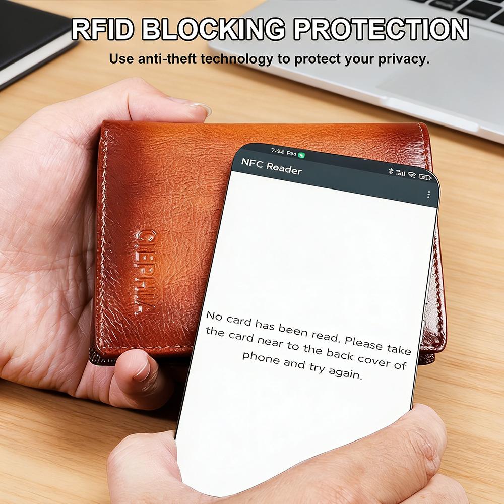 Portafoglio da Uomo Vintage in Pelle di Mucca, 12 Scomparti per Carte Multifunzione con 1 Finestra per Documenti, Tasca Portamonete con Zip, Protezione Blocco RFID Portafoglio in Vera Pelle