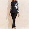 Women Long Sleeve Skirted Two Piece Swimsuit Set With Solid And Printed Patterns For Beach And Surfing