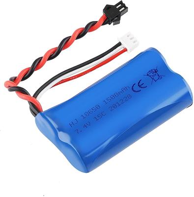 LiPo baterie 1500mAh 7.4V 2S | Kompatibilní s RC hračkami U12A, S033G, Q1, H101 | Konektor SM-2P | Dlouhá výdrž | 67x19x37mm – 96g, Modrá
