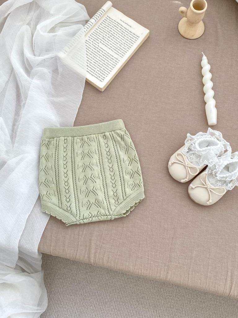 Baby Girl Summer Knit Set Short Sleeve Hollow Out Top And Shorts Breathable Casual Two Piece Outfit