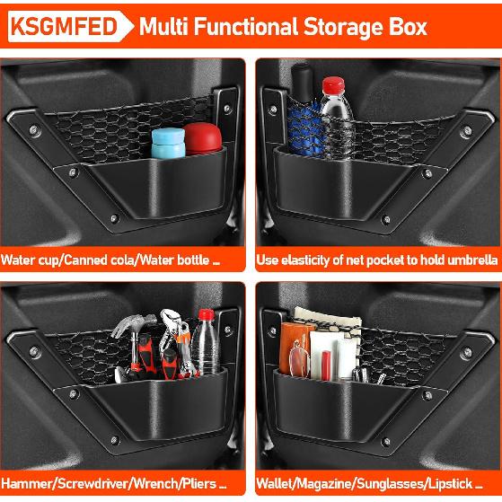 Front Door Storage Pockets For Ford Bronco Accessories -2025,Door Side Organizer Box Cup Holder Compatible With Bronco 2/4 Doors,2PCS Matte Black