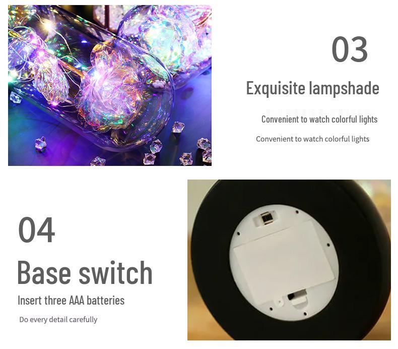 LED Rosegold Folie Konservierte Blume Glaskuppel - Kreatives Geschenk für Valentinstag & Frauentag