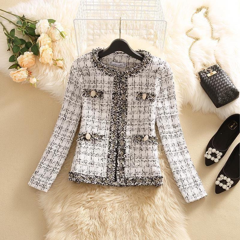 Women's Jacket Women's Jackets Spring Trendy Ladies Short Joker Temperament Small Fragrant Tweed Coat Tweed Coat Cardigan