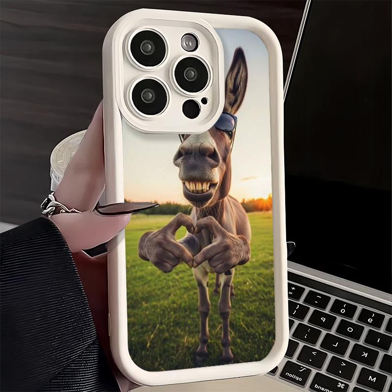 Phone Case for iPhone 17 Air 16E 15 16 Pro Max Funny Donkey Animal Cover 14 Plus 13 12 Mini Soft Shell Silicone Fundas