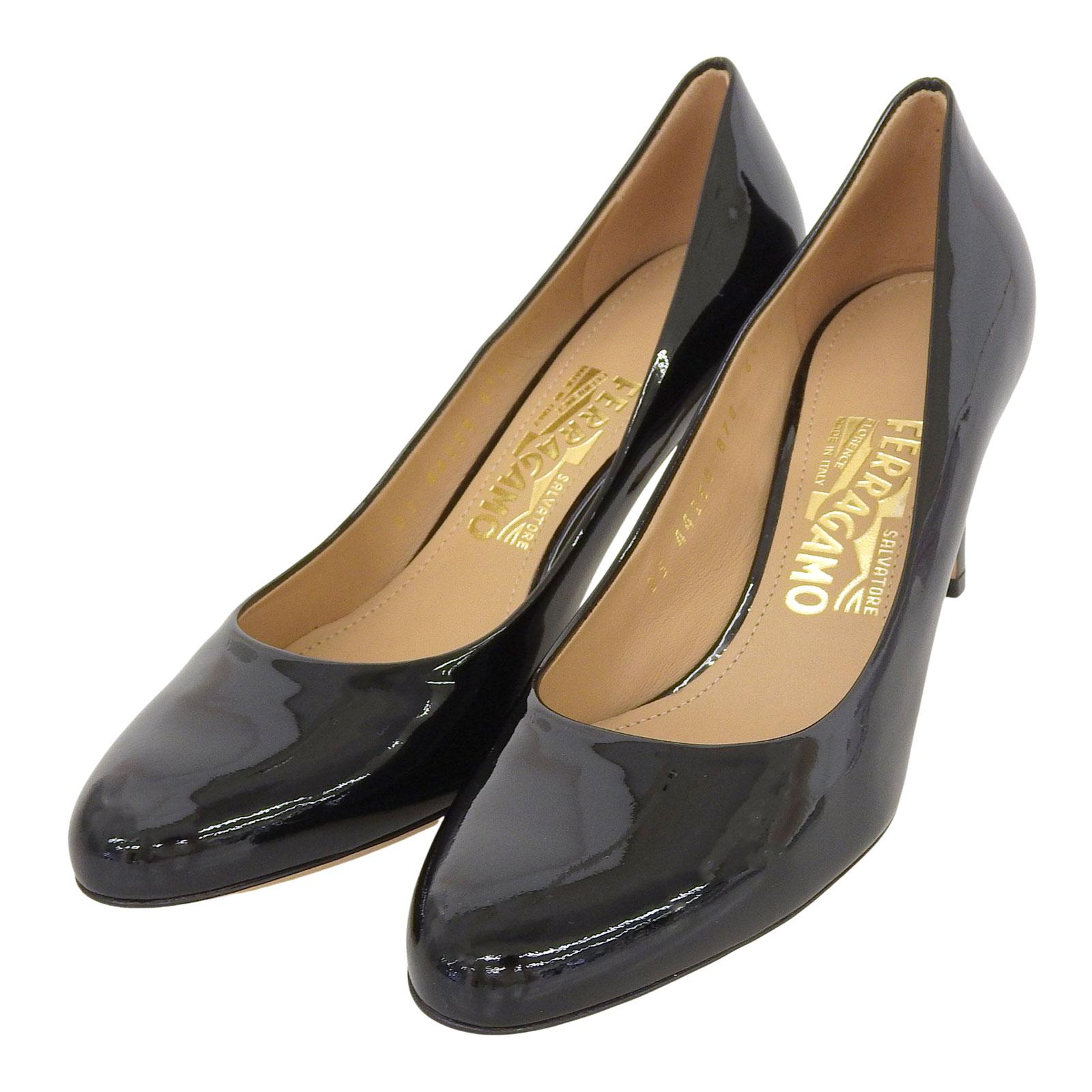 

Pristine Salvatore Ferragamo pumps LEO 70 black Patent leather Women 6.5 Used
