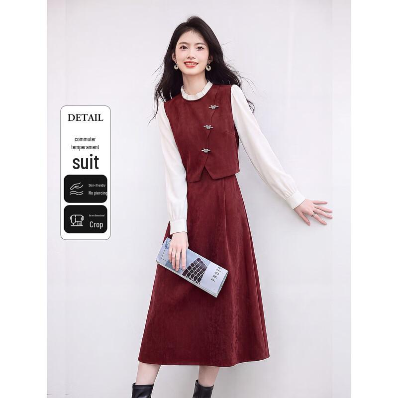 Xinfeiyu Elegant Faux-Two-Piece A-Line Midi Dress
