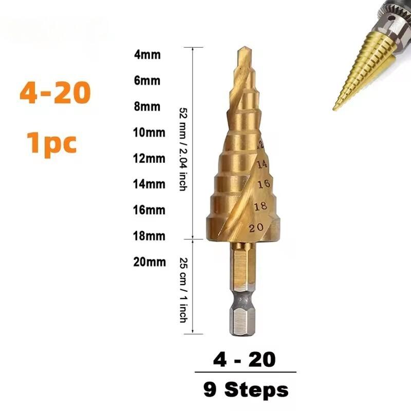 4-32mm/4-20mm/4-12mm HSS Titanium Coated Stepped Drill, Conical Drilling Tool Cutting Wood Holes and High Speed Steel Metal