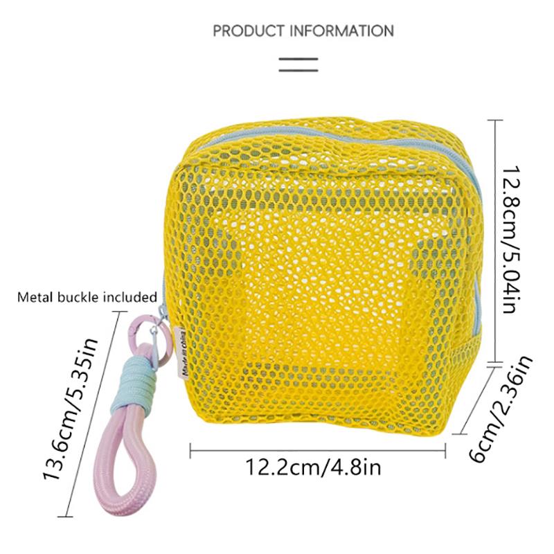 Dopamin Farbe Ultra-Leicht Netz Kosmetiktasche Reißverschluss Quadratisch Geformt Waschbeutel Multifunktional Damen Lippenstift Schlüssel Münzbeutel Tasche