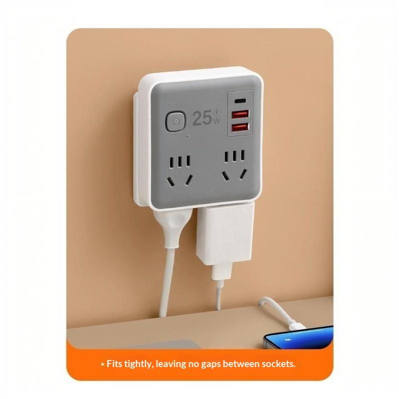 25W Fast Charge Wall Power Socket Stable Output USB C USB A Multi Port Outlet for Office Travel Dorm