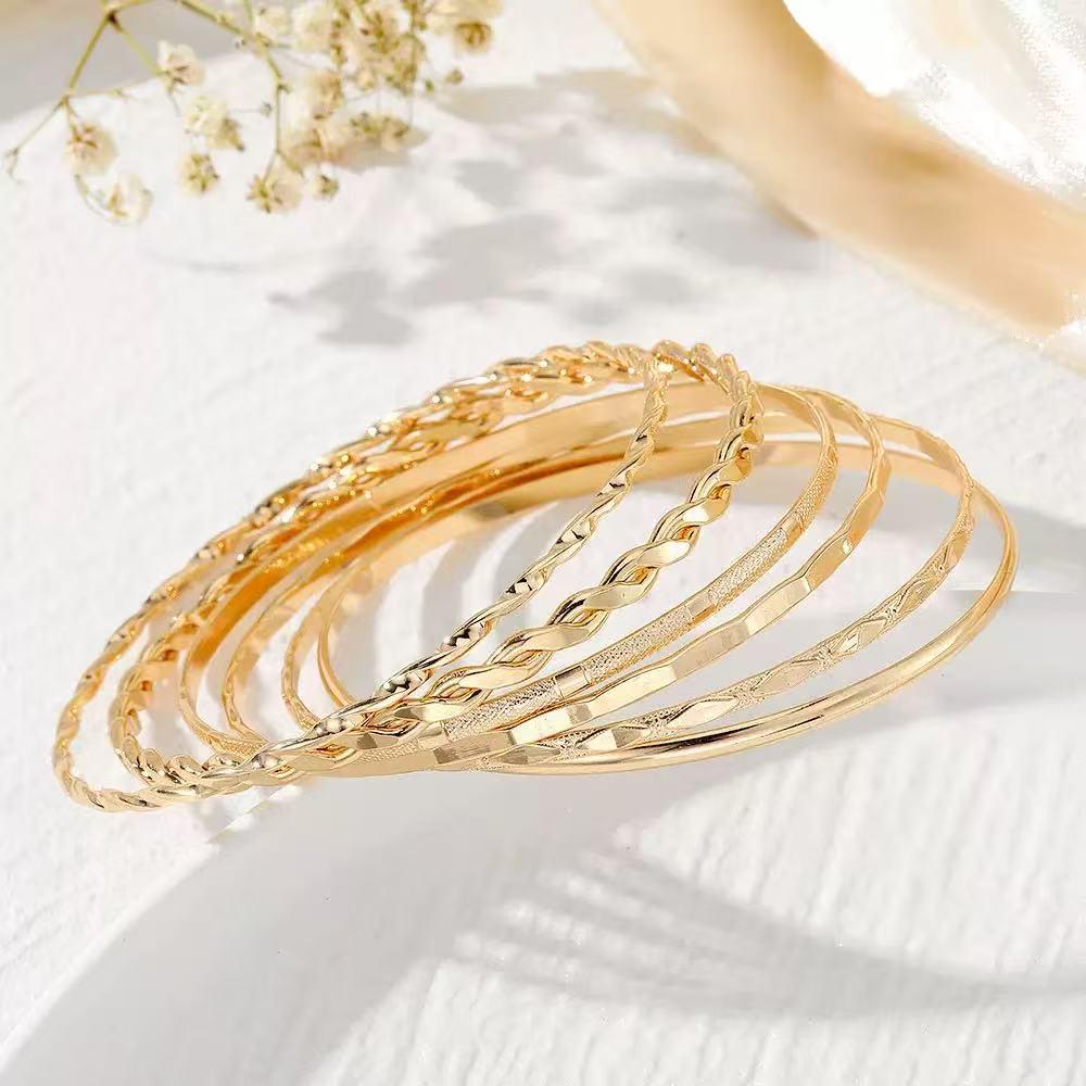 European & American Cross-Border Smooth Surface Hand Jewelry: 6-Piece Irregular Bracelet Set for Men & Women with a High-End Natural Feel