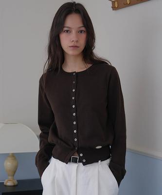 Deheve Signiture Pearl Button Cardigan [Brown]