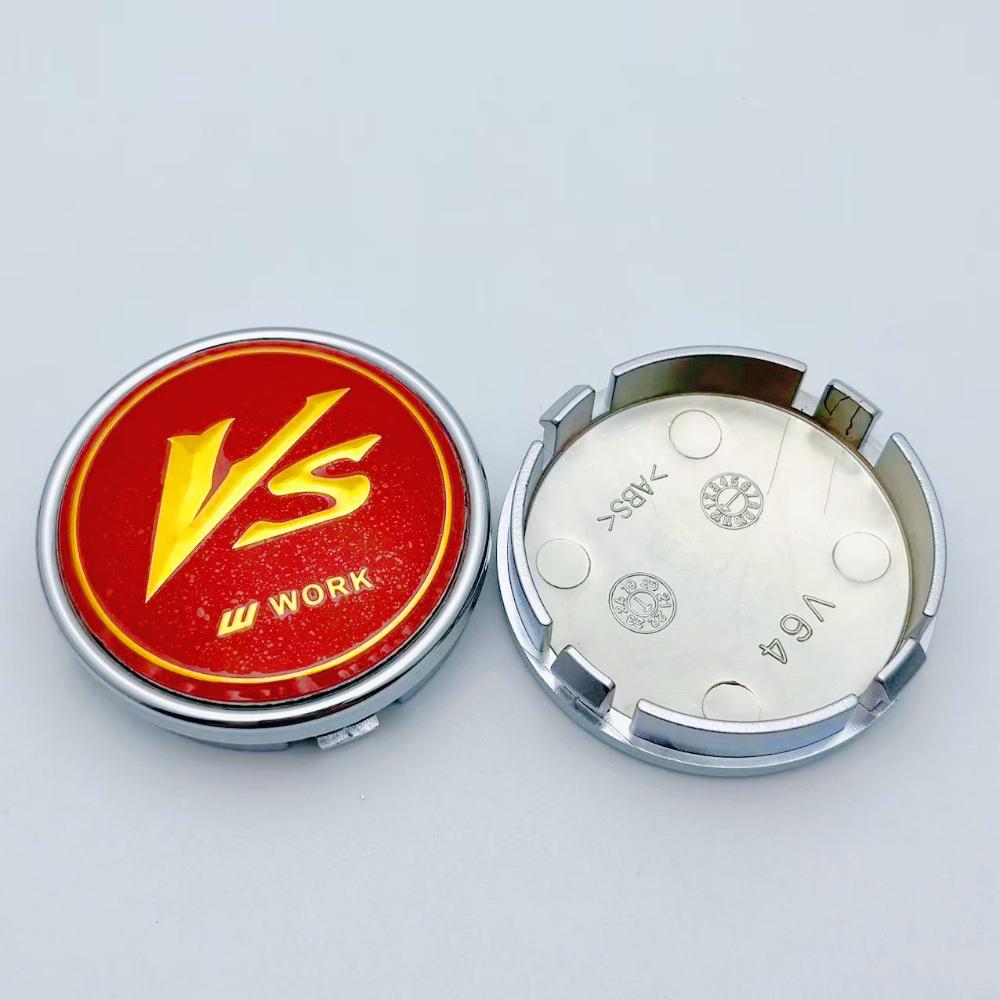 4pcs JDM 64mm VS W Work Logo Emblem Badge Car Wheel Center Cap Wheels Hubcaps Rims Center Dust Cover Car Accessories for Volvo