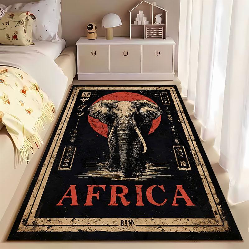 Elephant Design with Africa suitable as a non-slip mat for the living room or bedroom sofa