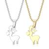 Minimalist Christmas Reindeer Pendant Necklace - Women's Titanium Steel Jewelry, European & American Style