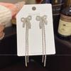 925 Sterling Silver Full Diamond Tassel Earrings – High-End European & American Style, Super Shiny, Luxurious Ear Jewelry for Women.