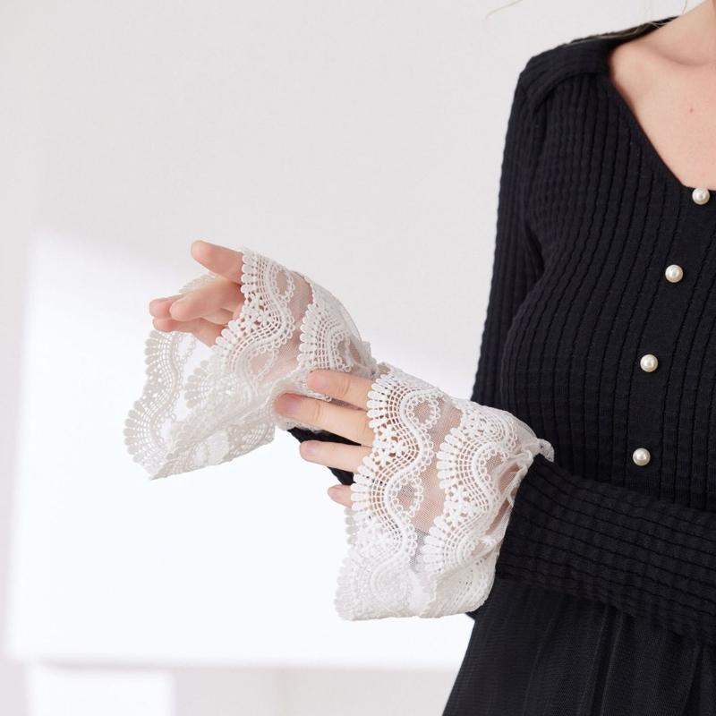Breathable Lace Detachable Sleeve Wrist Cuffs Sleeves Multipurpose Arm Covers For Office Women Formal Event Daily Outfit