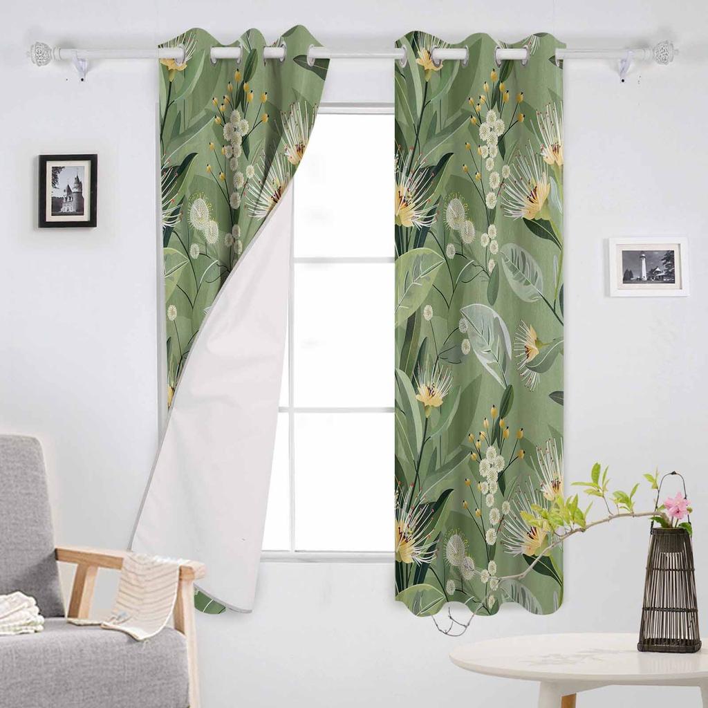 Flowers Leaves Plants Branches Blackout Curtains For Living Room Bedroom Printed Window Treatment Drapes Home Decor